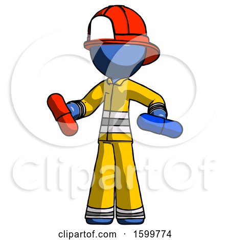 Blue Firefighter Fireman Man Red Pill or Blue Pill Concept by Leo Blanchette