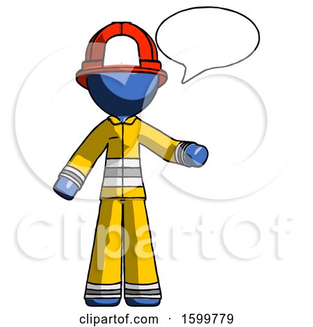 Blue Firefighter Fireman Man with Word Bubble Talking Chat Icon by Leo Blanchette