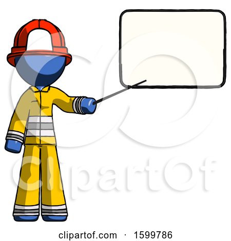 Blue Firefighter Fireman Man Giving Presentation in Front of Dry-erase Board by Leo Blanchette