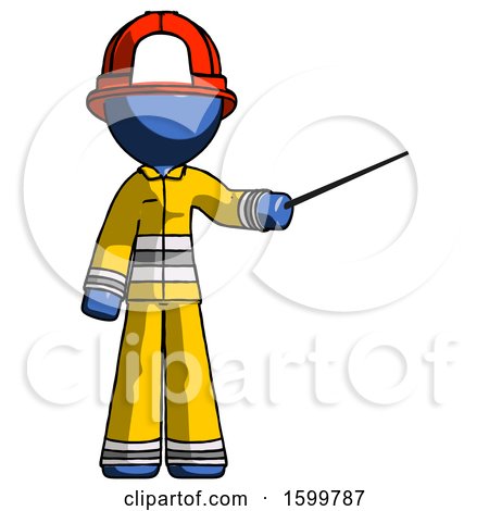 Blue Firefighter Fireman Man Teacher or Conductor with Stick or Baton Directing by Leo Blanchette