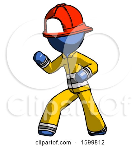 Blue Firefighter Fireman Man Martial Arts Defense Pose Left by Leo Blanchette