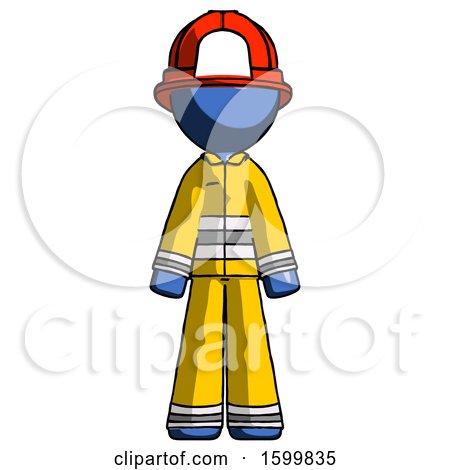 Blue Firefighter Fireman Man Standing Facing Forward by Leo Blanchette