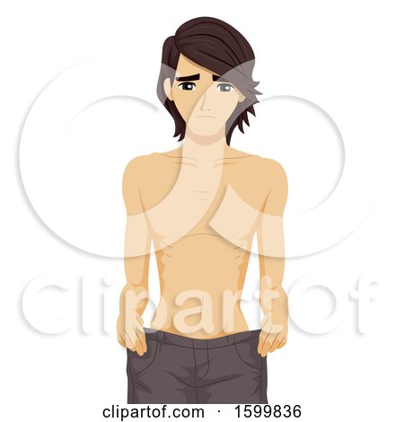Clipart of a Teen Guy Holding Big Pants After Weight Loss - Royalty Free Vector Illustration by BNP Design Studio