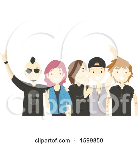 Clipart of a Group of Teens with a Rock Band - Royalty Free Vector Illustration by BNP Design Studio