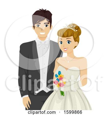 Clipart of a Teen Couple Ready for Prom, or Debutant - Royalty Free Vector Illustration by BNP Design Studio