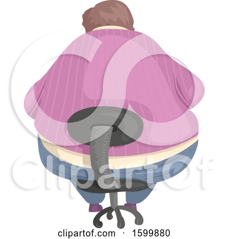 Clipart of a Rear View of a Fat Teen Guy Sitting in an Office Chair - Royalty Free Vector Illustration by BNP Design Studio
