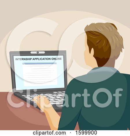 Clipart of a Teenage Guy Applying for Internship - Royalty Free Vector Illustration by BNP Design Studio