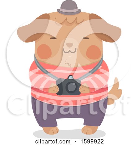 Clipart of a Happy Dog Holding a Camera - Royalty Free Vector Illustration by BNP Design Studio