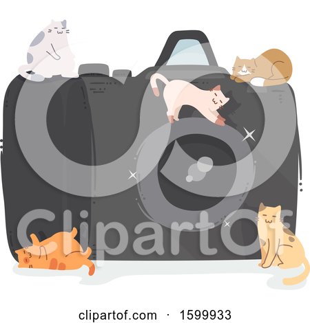 Clipart of a Giant Camera with Kitty Cats - Royalty Free Vector Illustration by BNP Design Studio