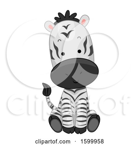 Clipart of a Cute Sitting Zebra - Royalty Free Vector Illustration by BNP Design Studio