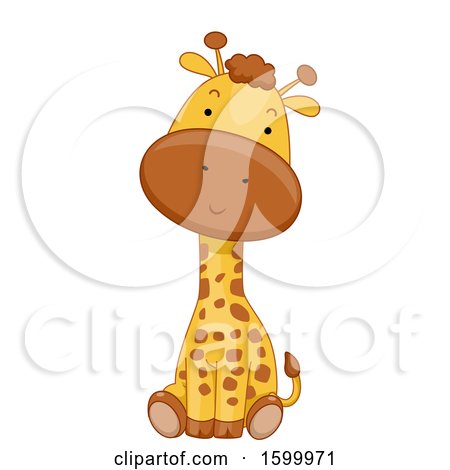 Clipart of a Cute Sitting Giraffe - Royalty Free Vector Illustration by BNP Design Studio