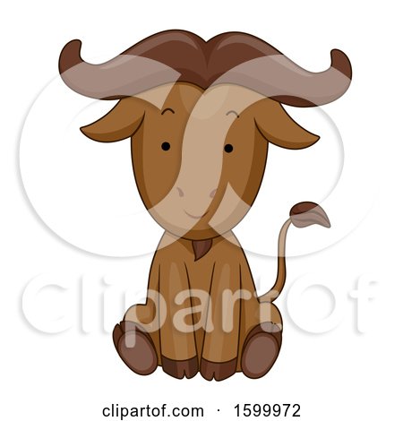 Clipart of a Cute Sitting Buffalo - Royalty Free Vector Illustration by BNP Design Studio