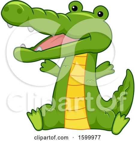 Clipart of a Cute Sitting Crocodile - Royalty Free Vector Illustration by BNP Design Studio