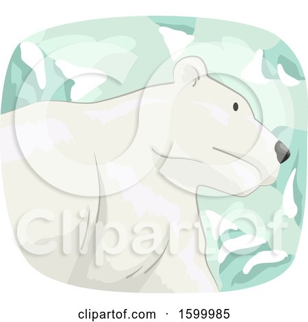 Clipart of a Polar Bear over Snow Capped Mountains - Royalty Free Vector Illustration by BNP Design Studio