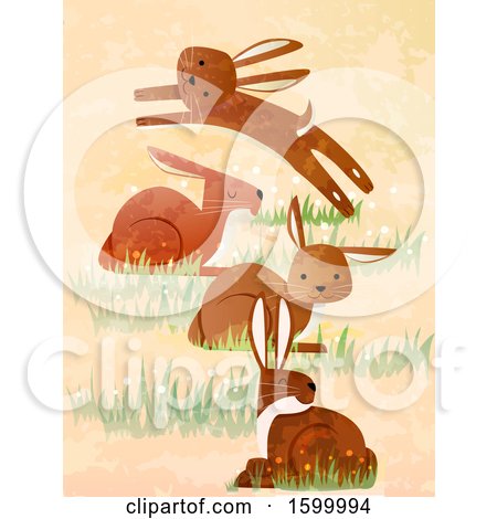 Clipart of a Drove Group of Rabbits - Royalty Free Vector Illustration by BNP Design Studio