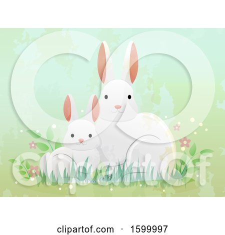 Clipart of a Mother Doe and Baby Rabbit - Royalty Free Vector Illustration by BNP Design Studio