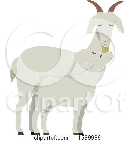 Clipart of a Mamma Nanny Goat and Baby Kid - Royalty Free Vector Illustration by BNP Design Studio