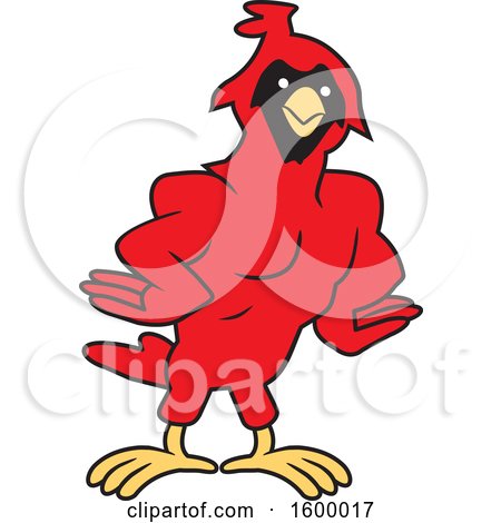 Clipart of a Muscular Cardinal Bird School Mascot - Royalty Free Vector Illustration by Johnny Sajem