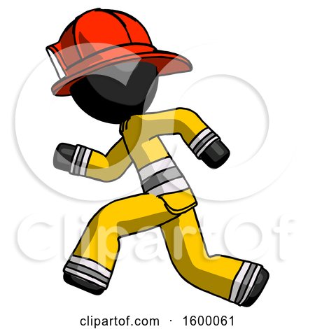 Black Firefighter Fireman Man Running Fast Left by Leo Blanchette
