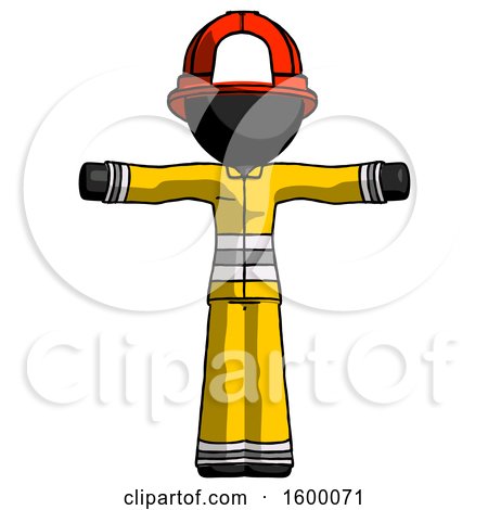Black Firefighter Fireman Man T-Pose Arms up Standing by Leo Blanchette