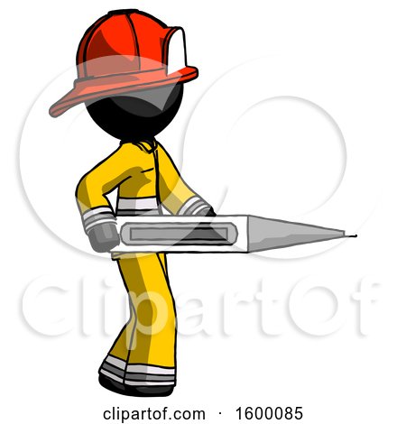 Black Firefighter Fireman Man Walking with Large Thermometer by Leo Blanchette