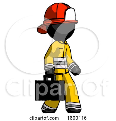 Black Firefighter Fireman Man Walking with Briefcase to the Right by Leo Blanchette