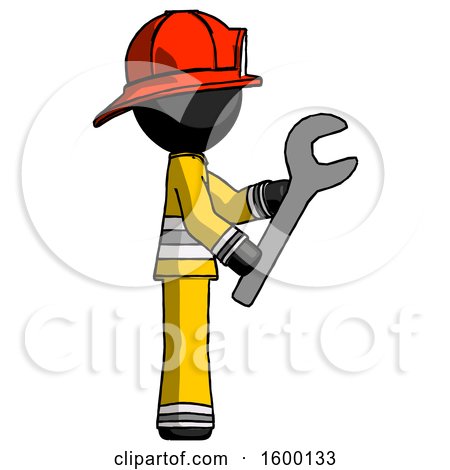 Black Firefighter Fireman Man Using Wrench Adjusting Something to Right by Leo Blanchette