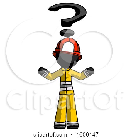 Black Firefighter Fireman Man with Question Mark Above Head, Confused by Leo Blanchette