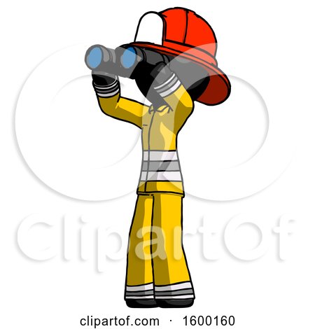 Black Firefighter Fireman Man Looking Through Binoculars to the Left by Leo Blanchette