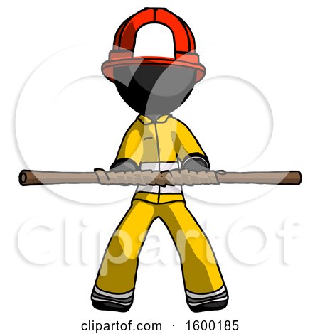 Black Firefighter Fireman Man Bo Staff Kung Fu Defense Pose by Leo Blanchette