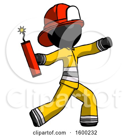Black Firefighter Fireman Man Throwing Dynamite by Leo Blanchette
