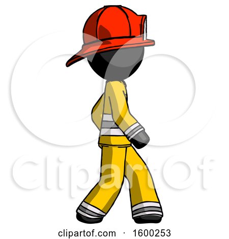 Black Firefighter Fireman Man Walking Right Side View by Leo Blanchette