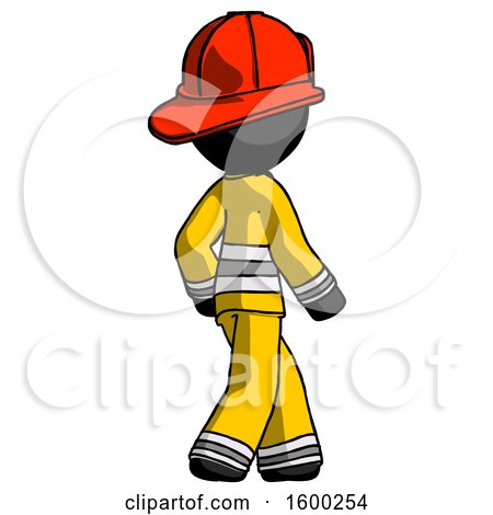 Black Firefighter Fireman Man Walking Away Direction Right View by Leo Blanchette