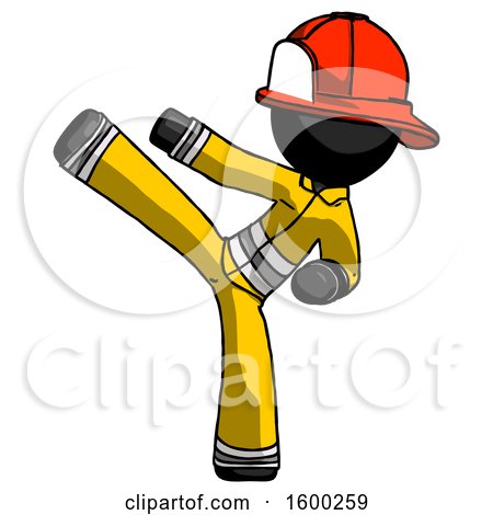 Black Firefighter Fireman Man Ninja Kick Left by Leo Blanchette
