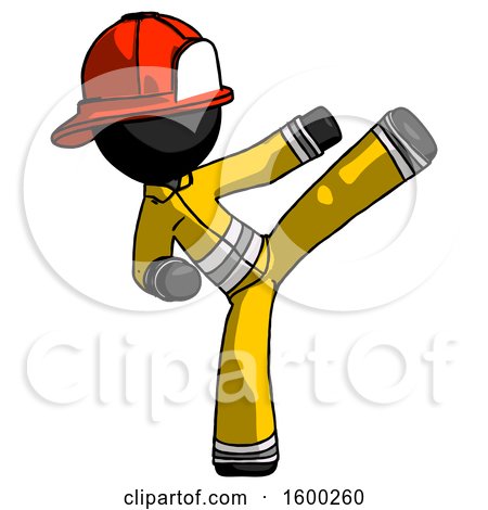 Black Firefighter Fireman Man Ninja Kick Right by Leo Blanchette