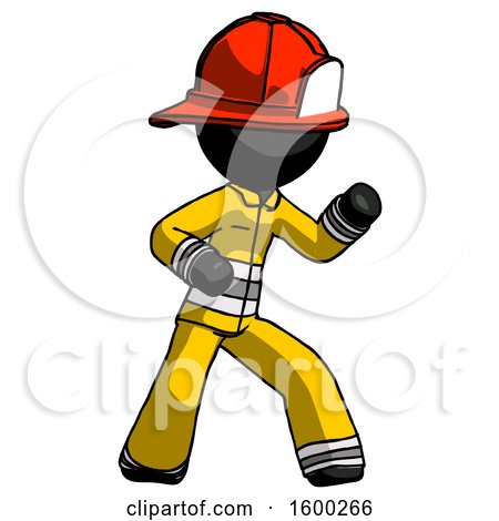 Black Firefighter Fireman Man Martial Arts Defense Pose Right by Leo Blanchette