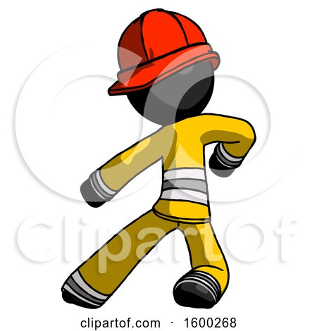 Black Firefighter Fireman Man Karate Defense Pose Left by Leo Blanchette