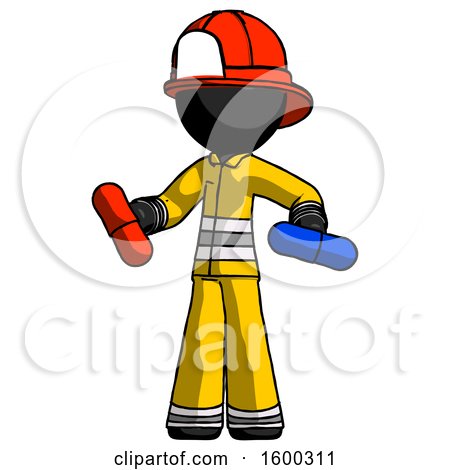 Black Firefighter Fireman Man Red Pill or Blue Pill Concept by Leo Blanchette