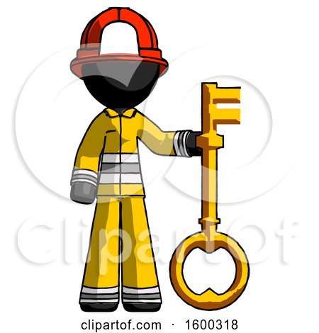 Black Firefighter Fireman Man Holding Key Made of Gold by Leo Blanchette