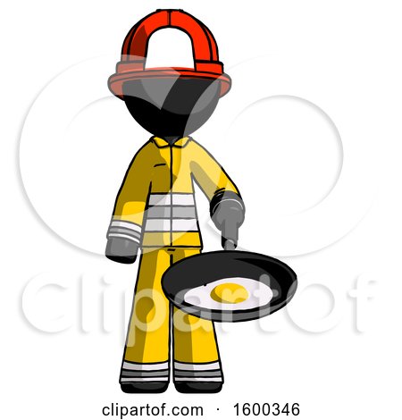 Black Firefighter Fireman Man Frying Egg in Pan or Wok by Leo Blanchette