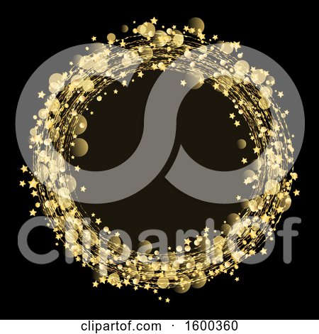 Clipart of a Golden Circle Frame on Black - Royalty Free Vector Illustration by KJ Pargeter