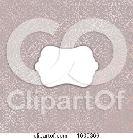 Clipart of a Blank Frame on a Gold and Pink Pattern Background - Royalty Free Vector Illustration by KJ Pargeter