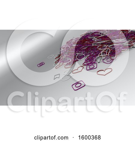 Clipart of a Background of 3d Social Media Metal Hearts - Royalty Free Illustration by KJ Pargeter