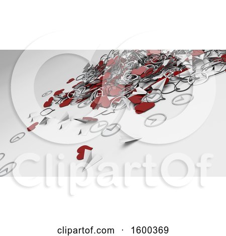 Clipart of a Background of 3d Social Media Metal Hearts - Royalty Free Illustration by KJ Pargeter