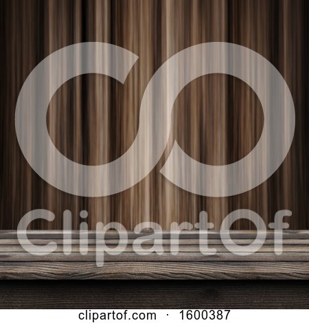 Clipart of a 3d Wood Surface and Wall - Royalty Free Illustration by KJ Pargeter