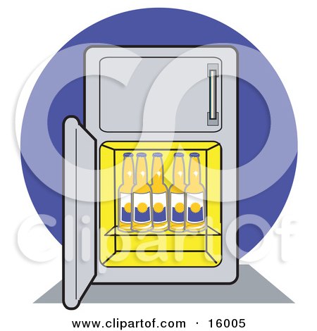 Refrigerator Stocked Full Of Beer Bottles Clipart Illustration by Andy Nortnik
