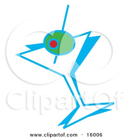 Green Olive In A Martini Glass Clipart Illustration by Andy Nortnik