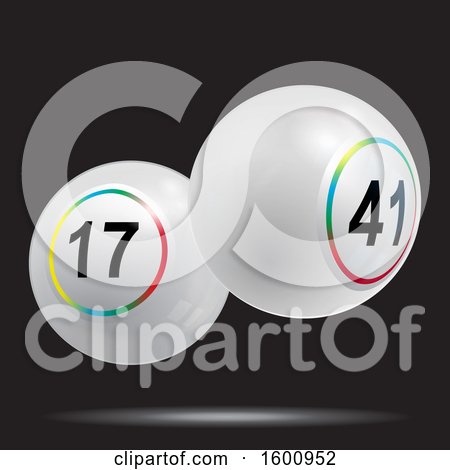 Clipart of 3d Floating White Bingo or Lottery Balls, over Black - Royalty Free Vector Illustration by elaineitalia