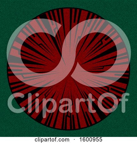 Clipart of a Tribal Spiked Red Circle on Green - Royalty Free Vector Illustration by elaineitalia