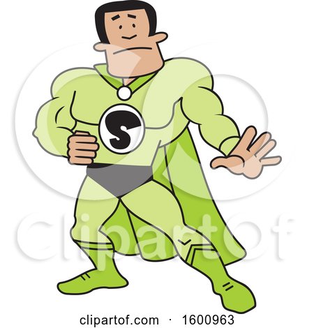 Clipart of a Cartoon Black Male Captain Safety Super Hero - Royalty Free Vector Illustration by Johnny Sajem